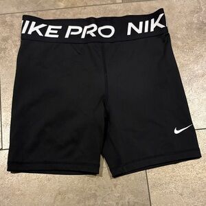 Nike Pro Kids Black Shorts with White Logo